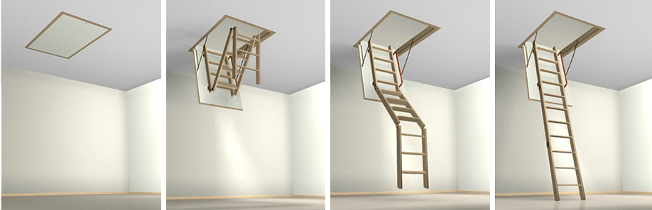 Складная деревянная чердачная лестница